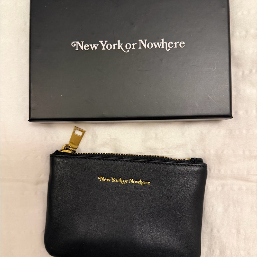 New York or Nowhere Black Leather Pouch